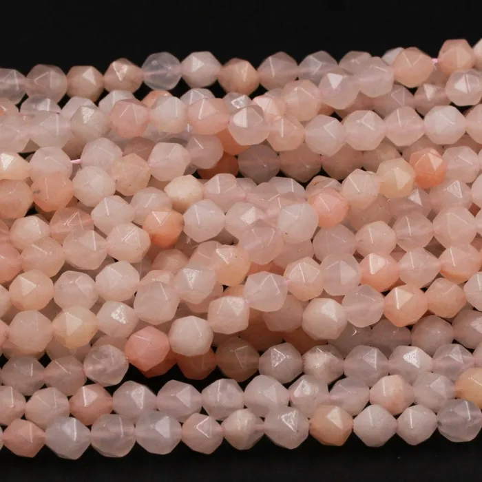 Intrinsic Trading Rings Peach Aventurine Geometric Cut Star Cut Beads Faceted Rounded 8mm Nugget 10mm 12mm Beads Icy Soft Pastel Pink Peach Gemstone 16 Strand