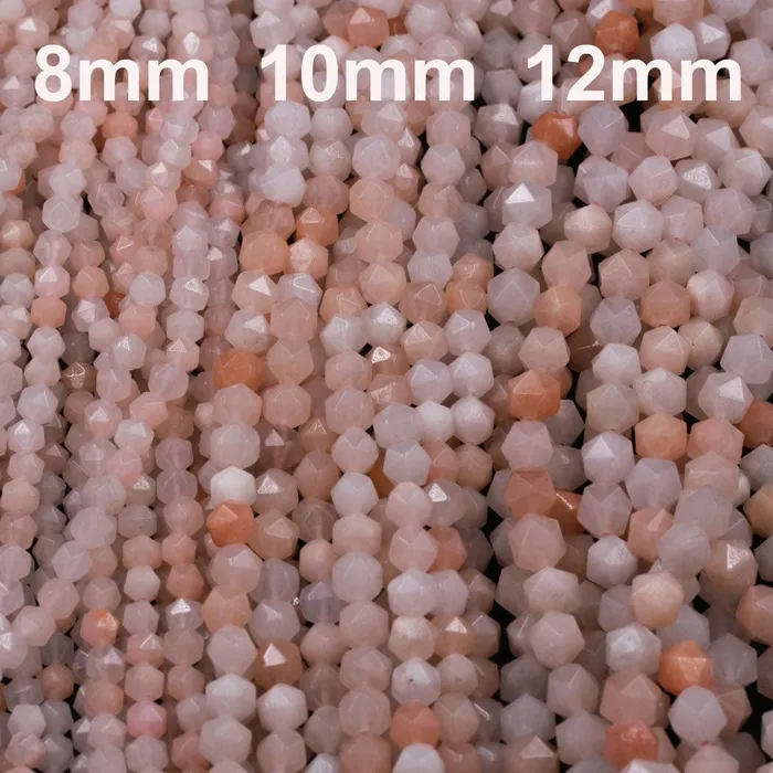 Intrinsic Trading Rings Peach Aventurine Geometric Cut Star Cut Beads Faceted Rounded 8mm Nugget 10mm 12mm Beads Icy Soft Pastel Pink Peach Gemstone 16 Strand