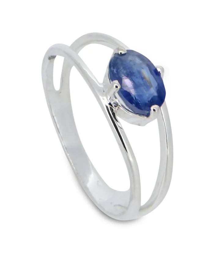Kyanite Gemstone Sterling Silver Ring Buddha Groove Rings