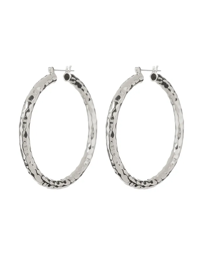 Luv Aj Hammered Amalfi Hoops Silver Rings