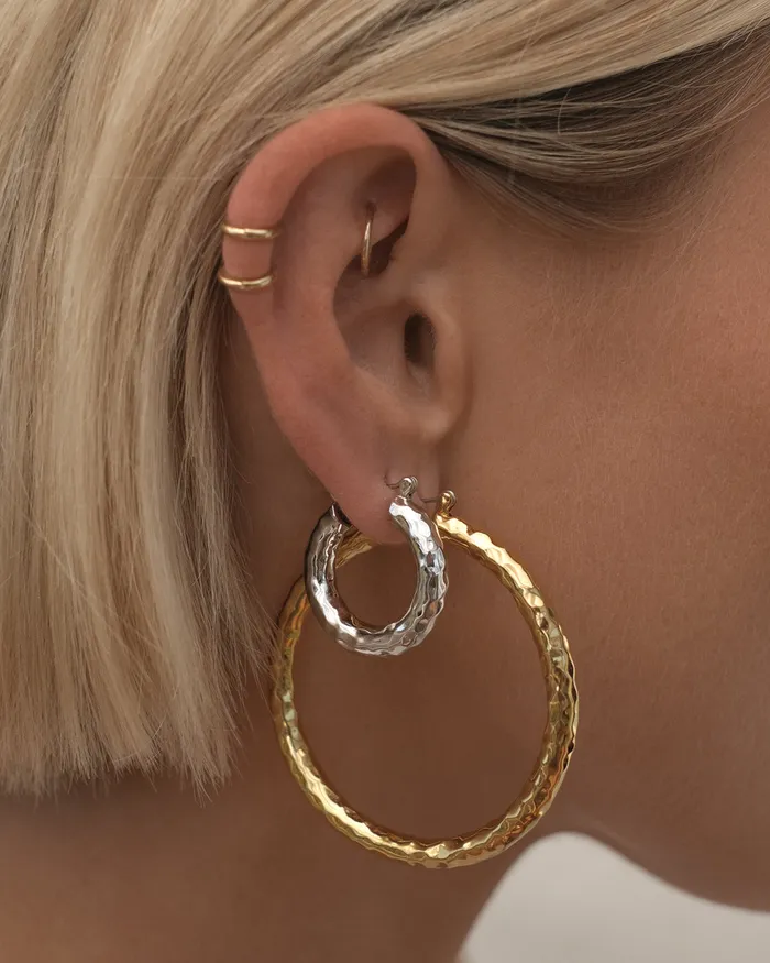 Luv Aj Hammered Amalfi Hoops Silver Rings Luv Aj Hammered Amalfi Hoops Silver Rings