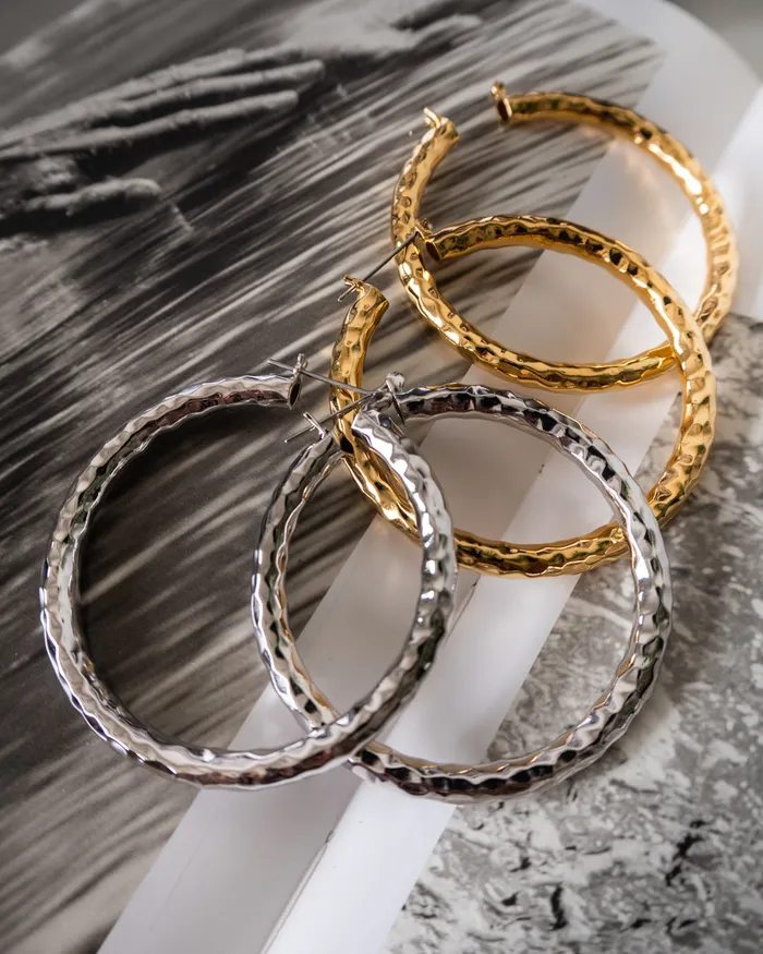 Luv Aj Hammered Amalfi Hoops Silver Rings Luv Aj Hammered Amalfi Hoops Silver Rings
