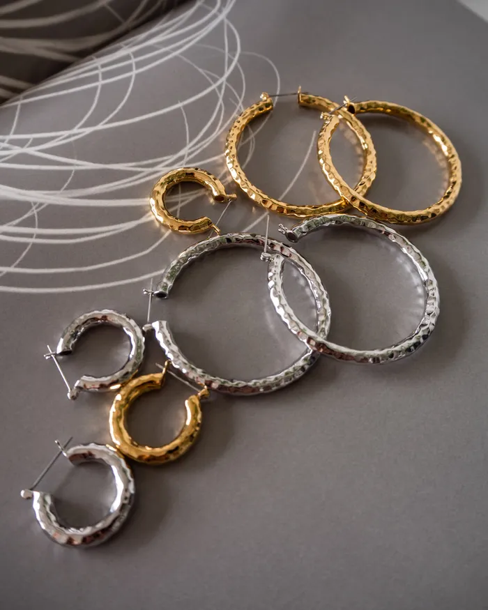 Luv Aj Hammered Amalfi Hoops Silver Rings Luv Aj Hammered Amalfi Hoops Silver Rings