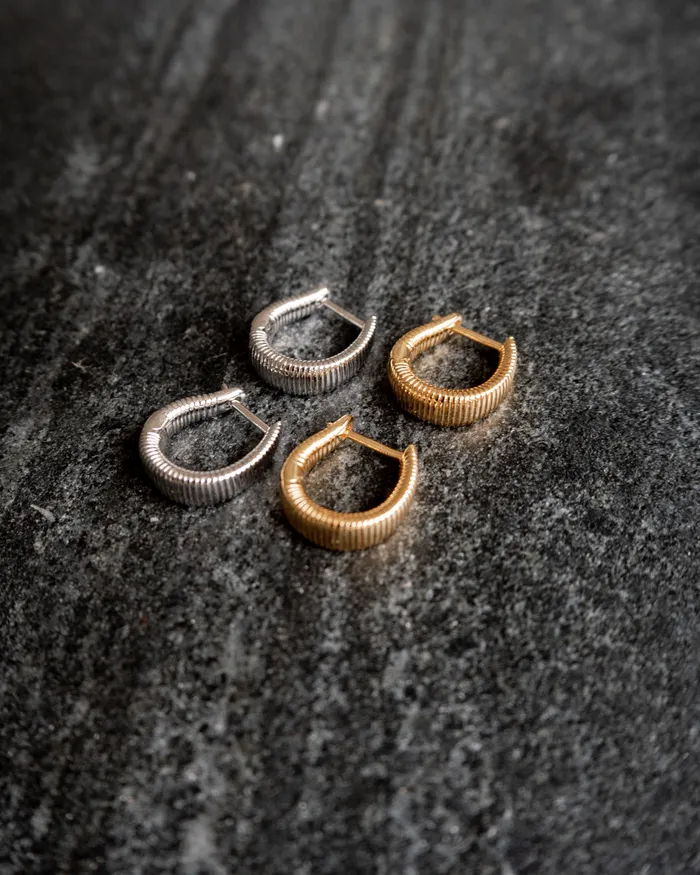 Luv Aj Ridged Cuvee Hoops Silver Rings Luv Aj Ridged Cuvee Hoops Silver Rings