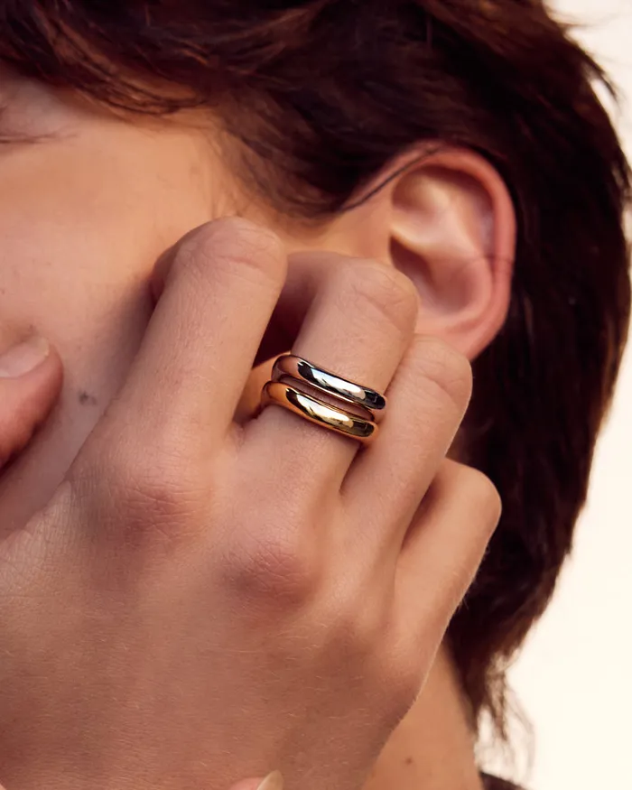 Luv Aj Rings TwoTone Wave Ring Set Luv Aj Rings TwoTone Wave Ring Set