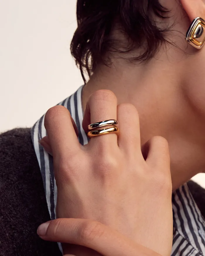 Luv Aj Rings TwoTone Wave Ring Set Luv Aj Rings TwoTone Wave Ring Set