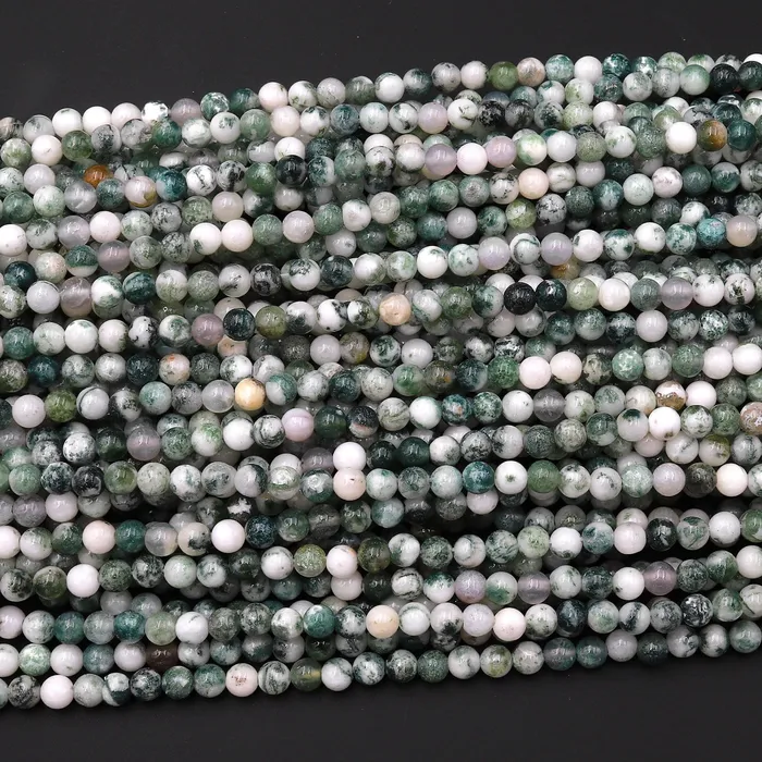 Natural Green Tree Agate 4mm 6mm 8mm 10mm Smooth Round Beads 155 Strand Intrinsic Trading Necklaces