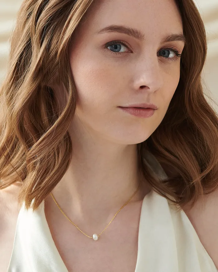 Necklaces Floating Pearl Necklace Dareth Colburn 