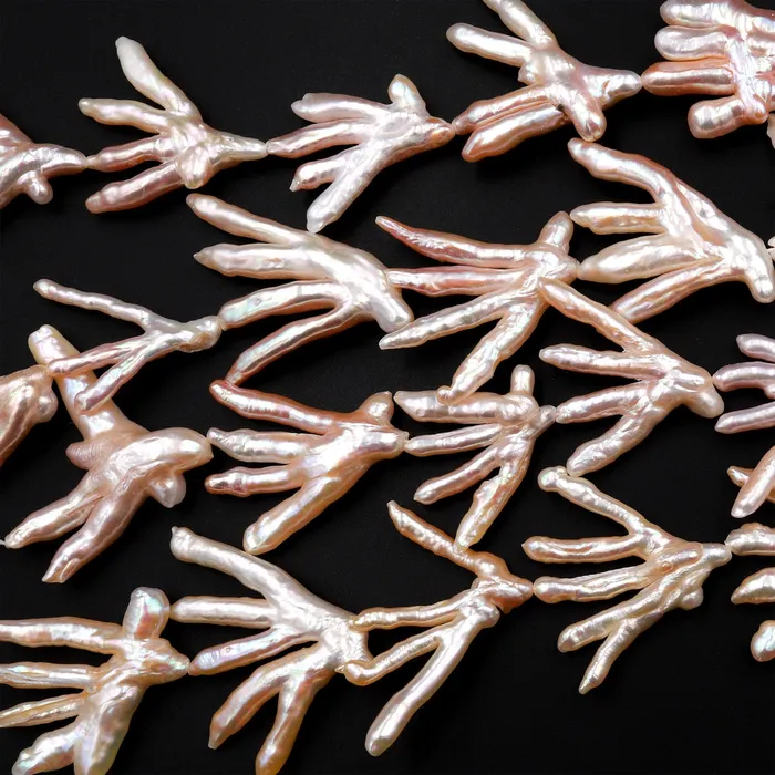 Necklaces Freeform Natural Peach Pink Biwa Pearl Long Stick Branch Pearl Pendant Genuine Freshwater Pearl 16 Strand Intrinsic Trading