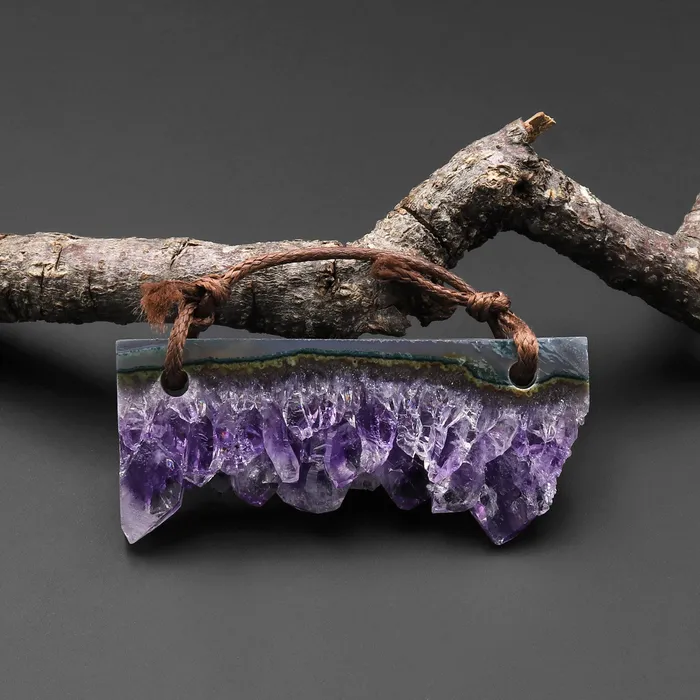 Necklaces Intrinsic Trading 2 Hole Pendant Natural Green Purple Amethyst Crystal Stalactite Druzy Pendant Drilled Long Rectangle Necklaces Intrinsic Trading 2 Hole Pendant Natural Green Purple Amethyst Crystal Stalactite Druzy Pendant Drilled Long Rectangle