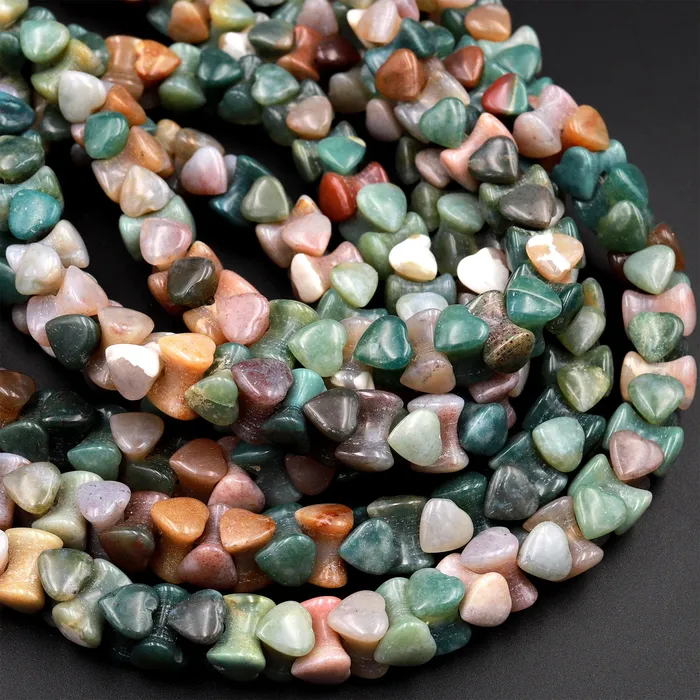Necklaces Intrinsic Trading Double Heart Cut Natural Indian Agate Beads 10mm 155 Strand
