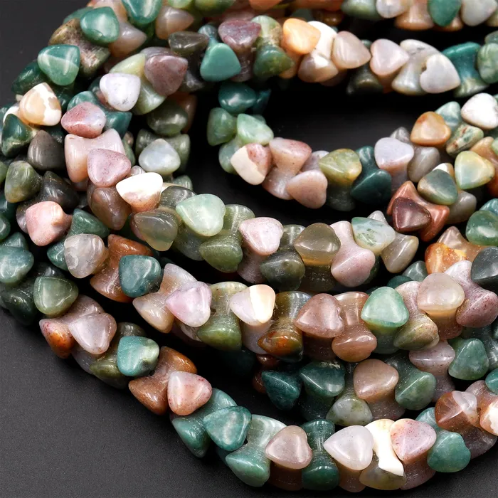 Necklaces Intrinsic Trading Double Heart Cut Natural Indian Agate Beads 10mm 155 Strand