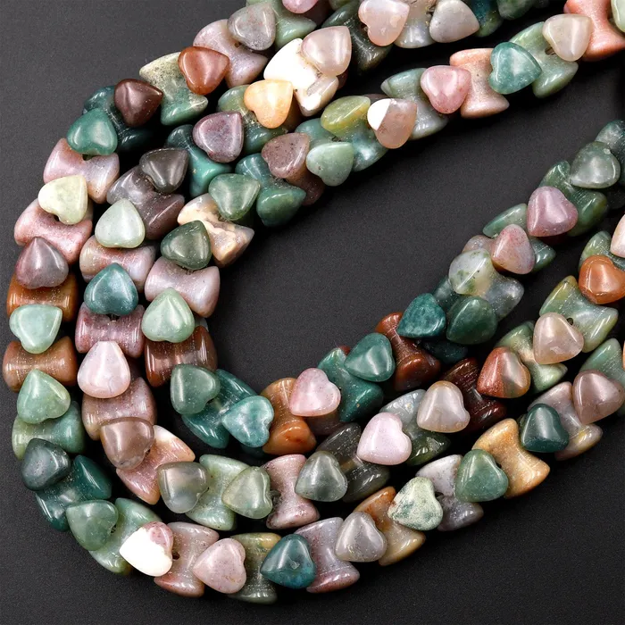 Necklaces Intrinsic Trading Double Heart Cut Natural Indian Agate Beads 10mm 155 Strand