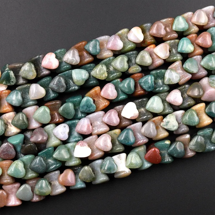 Necklaces Intrinsic Trading Double Heart Cut Natural Indian Agate Beads 10mm 155 Strand