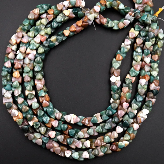 Necklaces Intrinsic Trading Double Heart Cut Natural Indian Agate Beads 10mm 155 Strand