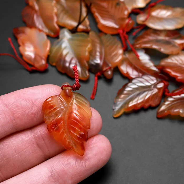 Necklaces Intrinsic Trading Hand Carved Natural Carnelian Leaf Pendant Bead Drilled Gemstone Necklaces Intrinsic Trading Hand Carved Natural Carnelian Leaf Pendant Bead Drilled Gemstone