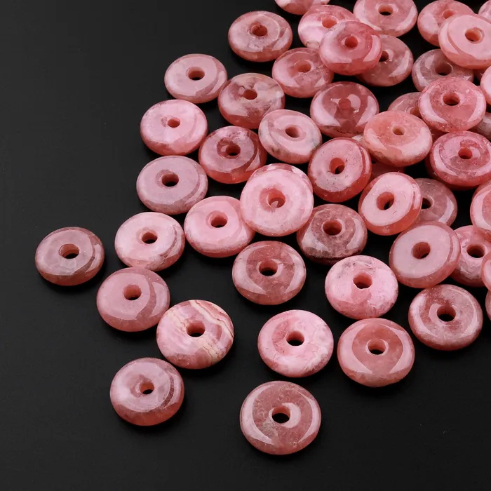 Necklaces Intrinsic Trading Natural Rhodochrosite Donut Pendant 10mm 12mm 14mm 16mm 18mm