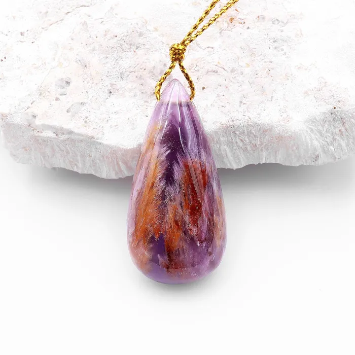 Necklaces Intrinsic Trading Super 7 Crystal Element Natural Phantom Amethyst Cacoxenite Teardrop Top Side Drilled Focal Bead Pendant Necklaces Intrinsic Trading Super 7 Crystal Element Natural Phantom Amethyst Cacoxenite Teardrop Top Side Drilled Focal Bead Pendant