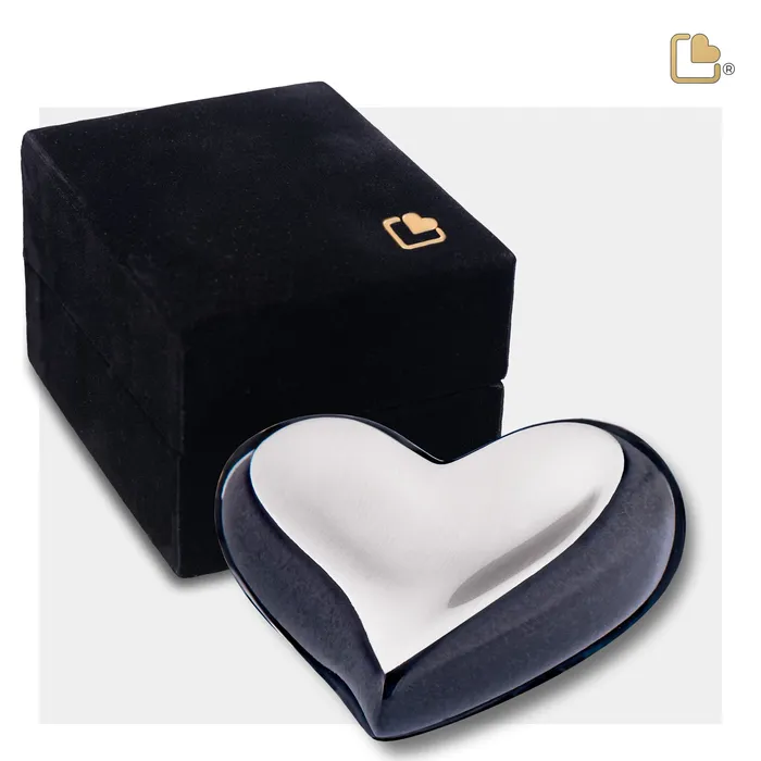 Necklaces LoveUrns Heart Brushed Pewter Midnight Cremation Urn