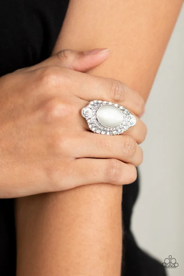 Rings All Eyes On U Jewelry Paparazzi Accessories Riviera Royalty White Paparazzi Ring