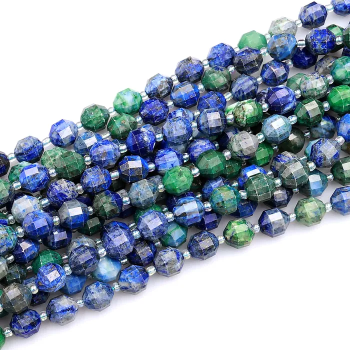 Rings Intrinsic Trading Chrysocolla 8mm 10mm Beads Faceted Energy Prism Double Terminated Point Cut 155 Strand
