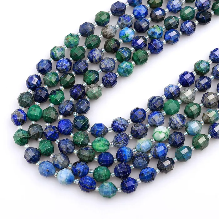 Rings Intrinsic Trading Chrysocolla 8mm 10mm Beads Faceted Energy Prism Double Terminated Point Cut 155 Strand