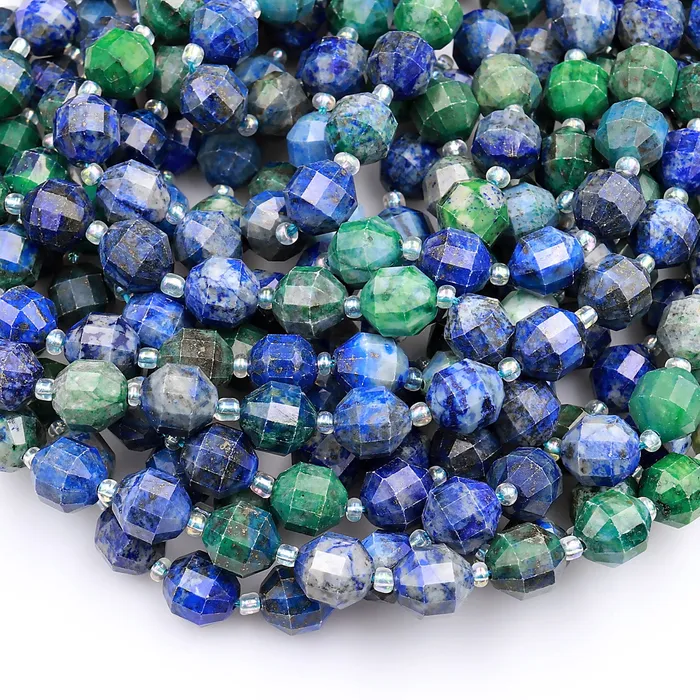 Rings Intrinsic Trading Chrysocolla 8mm 10mm Beads Faceted Energy Prism Double Terminated Point Cut 155 Strand