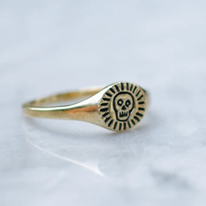Rings Jess Zabala Jewelry HAPPY SKULL BRASS