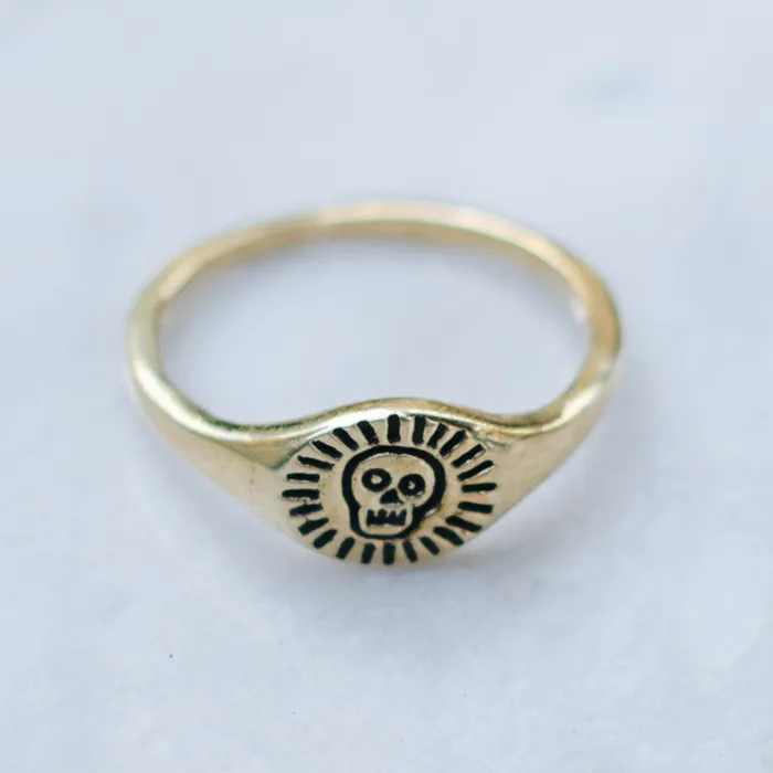Rings Jess Zabala Jewelry HAPPY SKULL BRASS