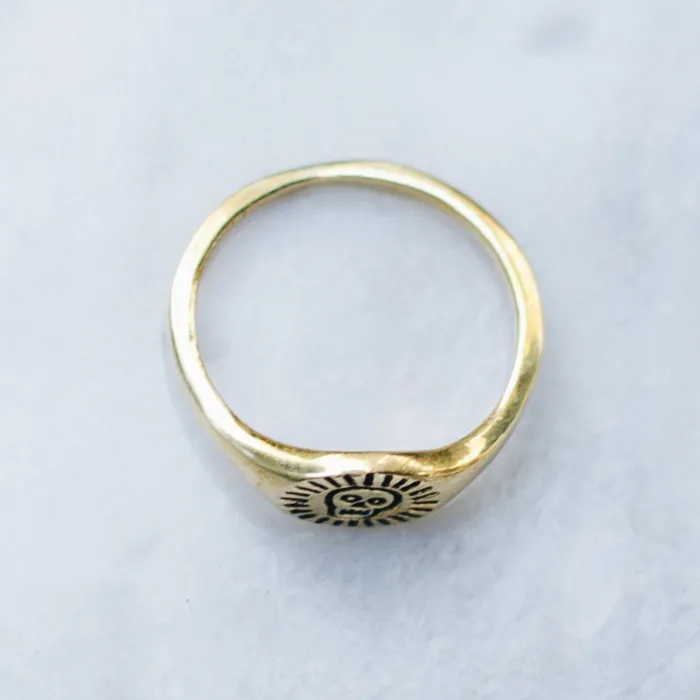 Rings Jess Zabala Jewelry HAPPY SKULL BRASS