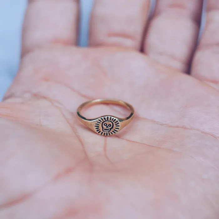 Rings Jess Zabala Jewelry HAPPY SKULL BRASS