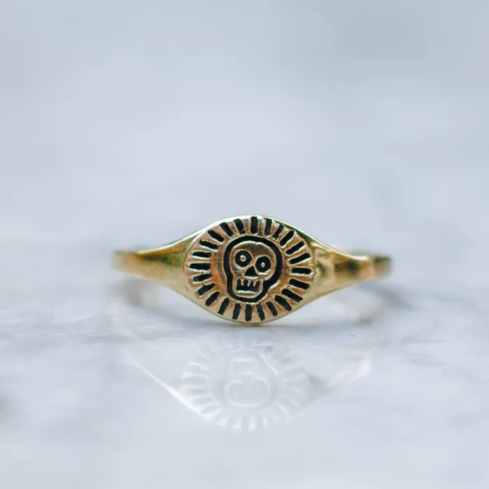 Rings Jess Zabala Jewelry HAPPY SKULL BRASS