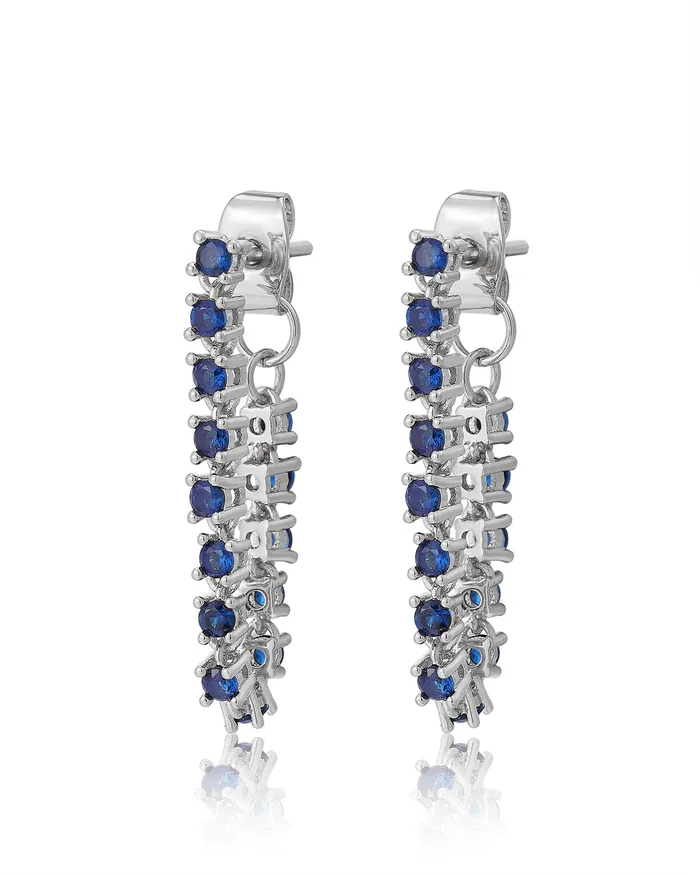 Rings Luv Aj Ballier Chain Studs Blue Sapphire Silver
