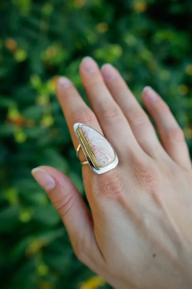 Rings Small N Simple Jewelry Organic Scolecite Ring Size 7 Rings Small N Simple Jewelry Organic Scolecite Ring Size 7
