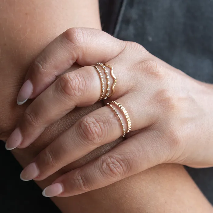 Suetables Rings 14K Gold Fluted Ring