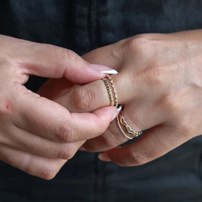 Suetables Rings 14K Gold Fluted Ring