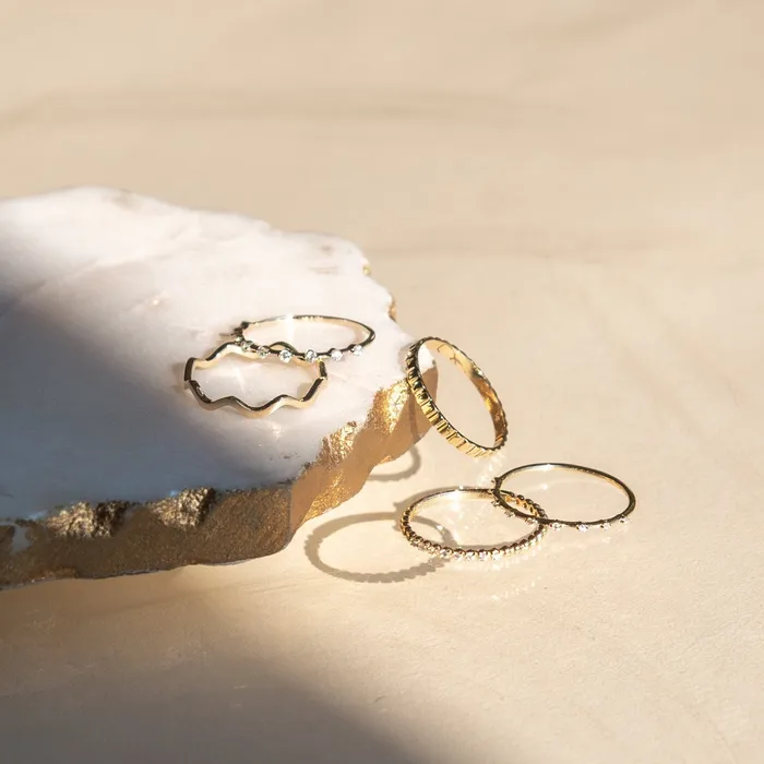 Suetables Rings 14K Gold Fluted Ring