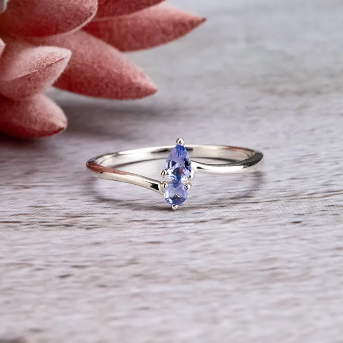 Tanzanite Ring 2mm3mm 925 Silver Choose Size InnerVision Crystals Rings