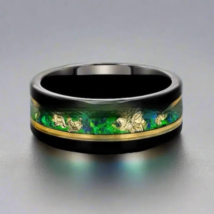 Tricksters Illusion Black And Gold Tungsten Ring Viking Trinkets Rings