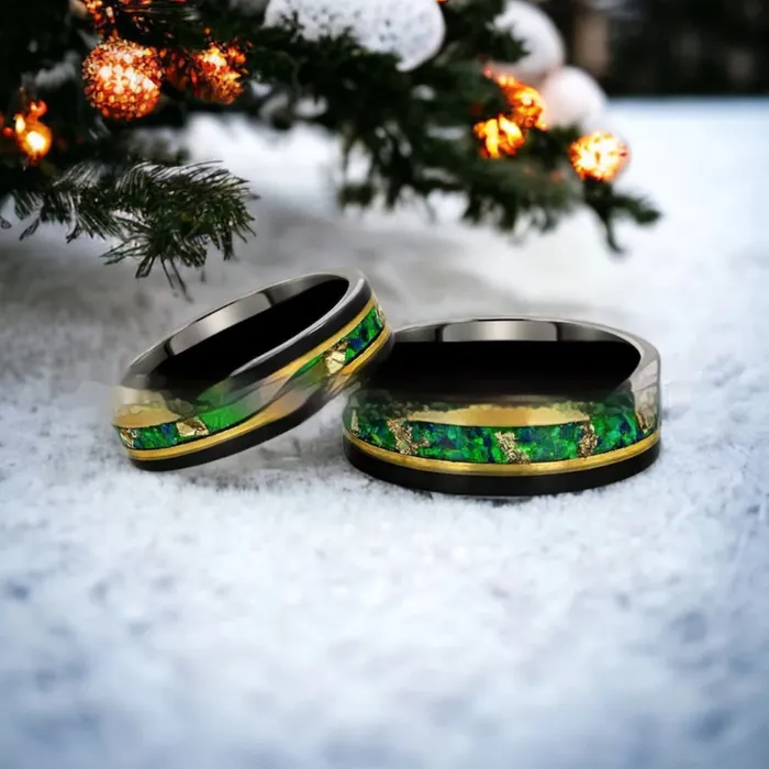 Tricksters Illusion Black And Gold Tungsten Ring Viking Trinkets Rings