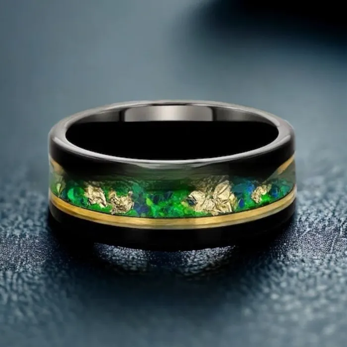 Tricksters Illusion Black And Gold Tungsten Ring Viking Trinkets Rings